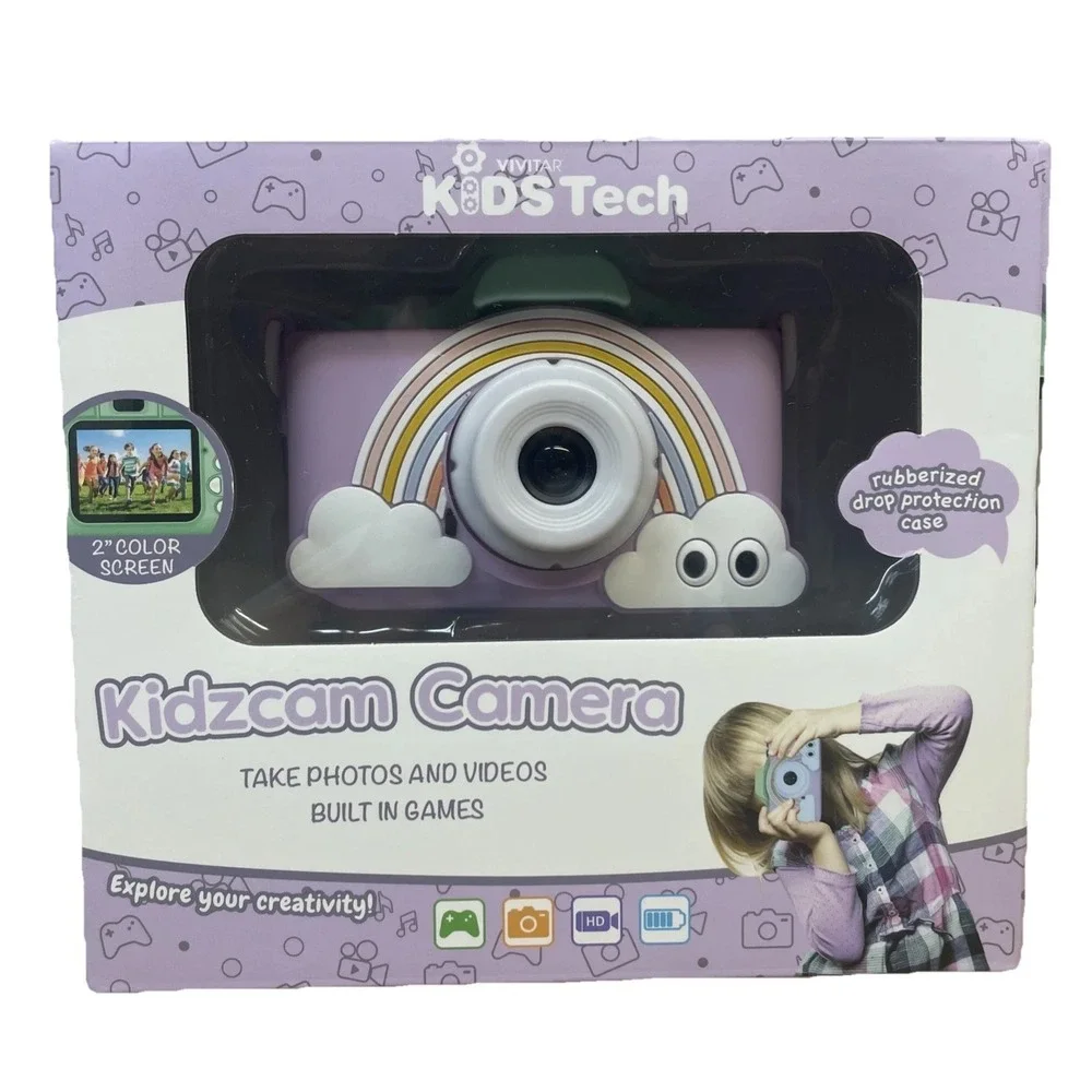 Vivitar 44379A-RNBW Kidzcam Camera for Kids, Rainbow Camera with 1080p Video and